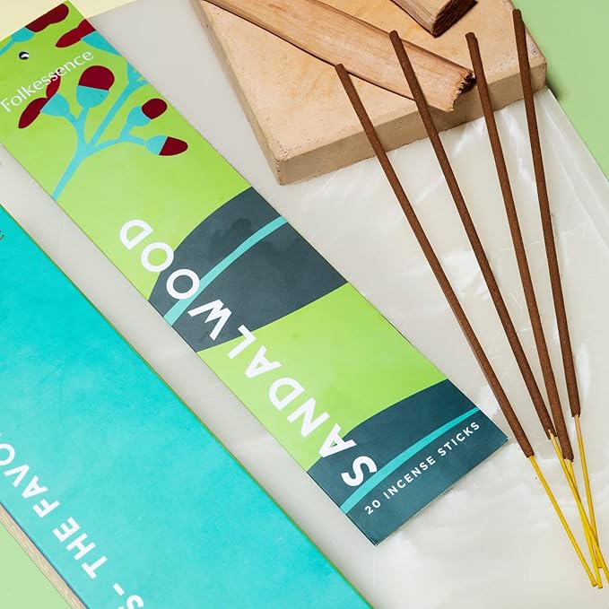 Folkulture Incense Sticks | Set of 6 (120 Non Toxic Insence-Sticks) with 45 Mins Burn Time | Lavender, Frankincense, Rose and Geranium, Jasmine, Sandalwood | Organic Nag Champa Inscents-Sticks