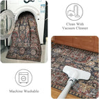 RUGSURE Washable Area Rugs - Perfect for Living Room, Bedroom, Kids Room, Nursery - Stain & Water Resistant Non-Slip, Pet & Child Friendly, Vintage Tribal Area Rugs (Rust, 5' x 7')