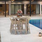 PURPLE LEAF 39.1'' Rectangle Outdoor Patio Counter Height Dining Table, Durable Aluminum Bar Height Pub Table for Counter Bar Stool, Water-Proof Tall Dining Table with Sturdy Legs, Champagne