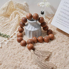 OMISHE Extra Large Wood Bead Garland Brown with 1.6" Diameter Wooden Beads and Tassels, 41" Long Rustic Farmhouse Country Decorative Beads for Home Tiered Tray Decor, Brown