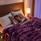 Lotus Karen Faux Fur Throw Blanket Tie-dye Violet - Big Bubble Rabbit Fluff Blanket for Couch Bed Sofa,Softest Fluffy Fuzzy Cozy Blanket,Thick Furry Plush Shaggy Warm Blankets for Women,60x80 Inches