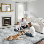 Fluffy Rug Shaggy Area Rug, Mottling Grey 6x9 Area Rugs for Living Room, Large Shag Area Rugs for Bedroom Kids Room Home Decor, Upgrade Anti-Skid Rectangular Fuzzy Rugs