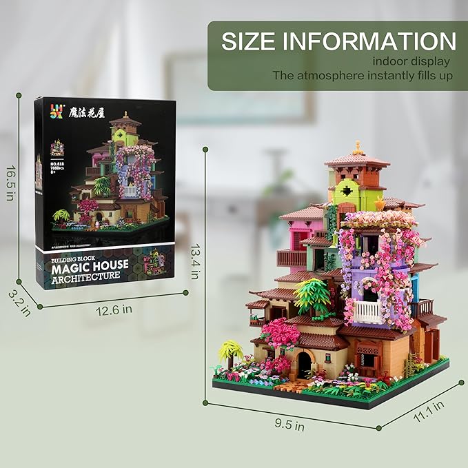 Architecture Cherry Blossom Villa Tree House Micro Building Blocks Set for Adults 14+ 7080PCS, Flower House Creative Collectible Models