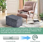 Rectangular Stuffed Pouf Ottoman with Foam Chunk Filling, Coral Fleece and Furry Fabric Design, Multi-Functional Floor Pouf for Living Room, Dark Grey