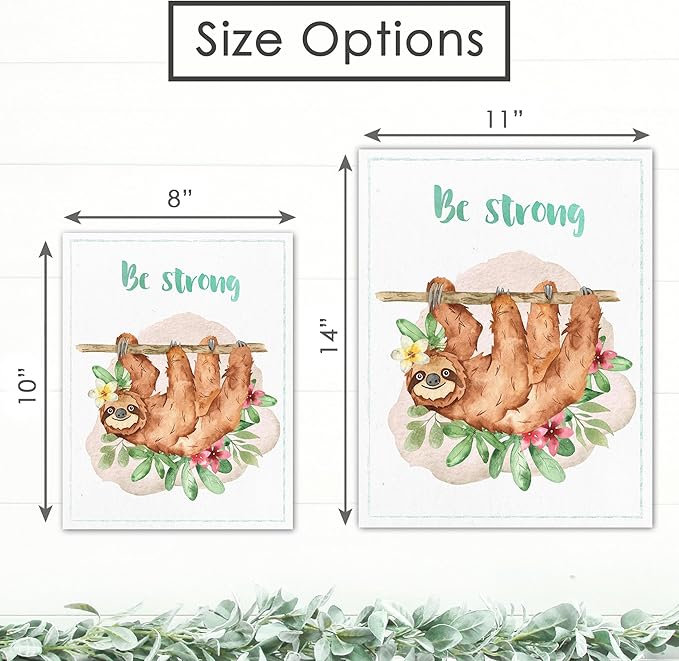 Sloth Art Prints (Set of 4) - Unframed - 11x14 | Perfect for Adding a Touch of Whimsy to Your Living Room, Bedroom, or Nursery | Ideal Wall Decor for Animal Lovers and Fans of Cute, Laid-back Decor