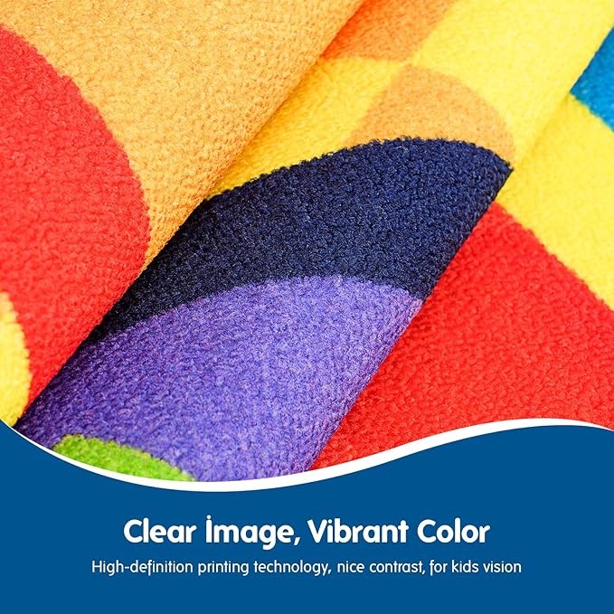 Booooom Jackson Seating Classroom Rug for Kids Room Seating Décor, 7'54''x13'12'' Vibrant Geometric Patterns Large Preschool Carpet Seating Rug for Teaching and Playroom, Non-Slip Rubber Backing