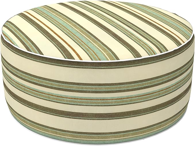 LVTXIII Inflatable Stool Ottoman Footrest with Handle, Decorative Fade-Resistant Foot Stool, Indoor or Outdoor Pouf for Home Garden and Camping Use, 21x21x9, Stripe Onyx