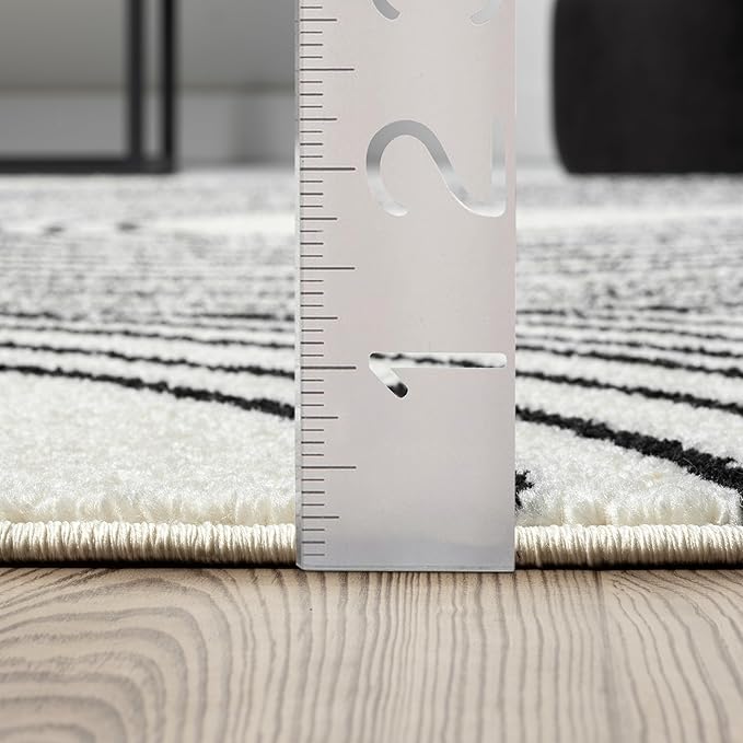 Abani Nuevo Beige Black Swirls Modern Area Rug 3' x 6' for Living Room, Bedroom - Abstract Design - Durable & Easy to Clean