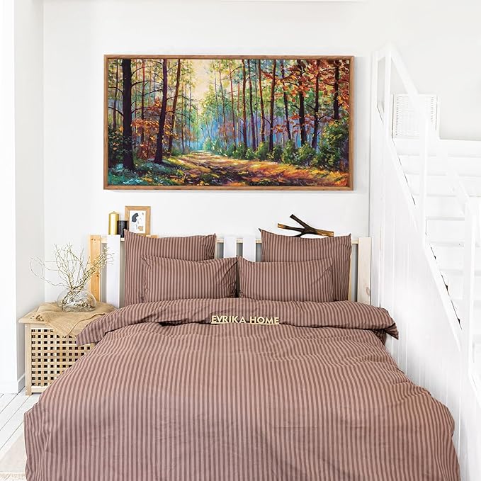 Aurlan Forest Landscape Hand Painted Framed Wall Decor(40"x20"), Large Abstract Birch Tree 3D Textured Oil Painting on Canvas Artwork, Modern Nature Plant Wall Art for Office Living Room Bedroom