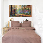 Aurlan Forest Landscape Hand Painted Framed Wall Decor(40"x20"), Large Abstract Birch Tree 3D Textured Oil Painting on Canvas Artwork, Modern Nature Plant Wall Art for Office Living Room Bedroom