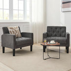 TYBOATLE Accent Chairs Set of 2, Mid Century Modern Upholstered Tufted Living Room Chair for Bedroom, Armchair for Waiting Room, Reading Chair for Office, Grey