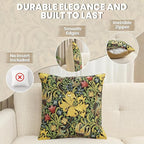 Charlotte Home Furnishings Throw Pillow Covers, Decorative Boho Pillow Cover for Couch, Living Room, Golden Lily Black Square Cushion Cases 18x18 in, European Cotton Jacquard Woven, Cozy Bedroom Decor