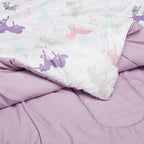 Amazon Basics Soft Easy-Wash Microfiber Kid's 2 Pieces Comforter and Pillow Sham Set, Animal Printed, Twin, Purple Unicorns