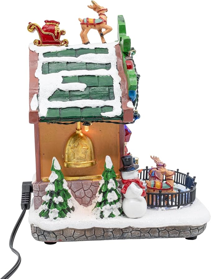 Holiday Cuckoo Clock Santa Reindeer LED Lighted Animated Christmas Village with Sound and Motion 6" x 6" x 8"