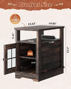 WLIVE Farmhouse End Table with Charging Station, Narrow Side Table for Living Room, Night Stand with Storage , Small Wooden Cabinet with USB Ports and Outlets for Bedroom, 23.62"D x 13.98"W x 23.7"H