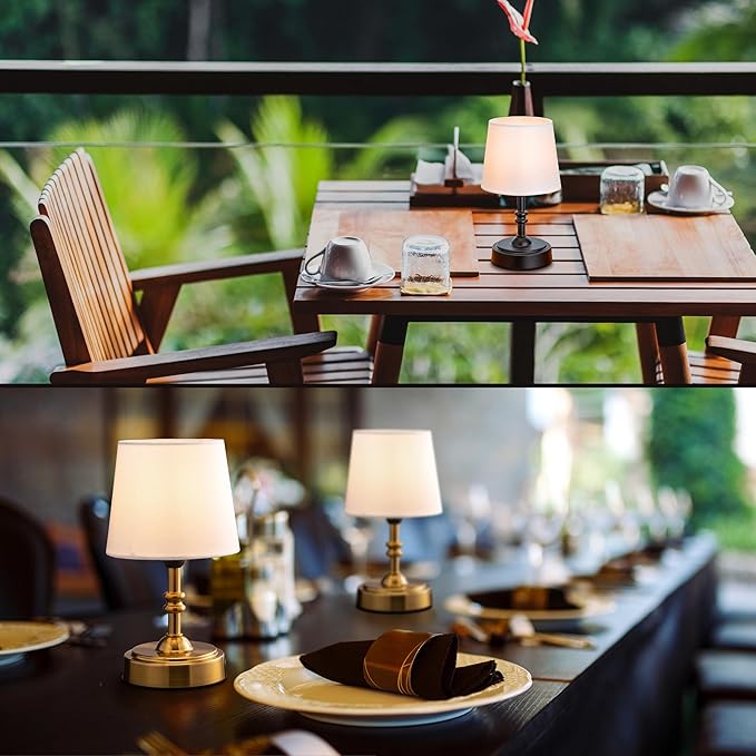 O’Bright Seraph Mini – Cordless LED Table Lamp with Dimmer, Built-in Rechargeable Battery, 3-Level Brightness, Patio Table Lamp, Bedside Night Lamp, Ambient Light for Restaurant, Brushed Nickel