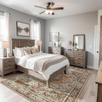 Topllen Washable Area Rug - 4'x6' Boho Living Room Rug, Non-Slip Soft Rugs Indoor for Bedroom Dining Room Office, Vintage Throw Carpet Stain Resistance (Khaki, 4x6ft)