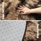 Tie-Dyed Coffee Fluffy Round Rug,Soft Area Rugs for Girls Room,Shaggy Rugs 4'X4' for Living Room,Non Slip Circle Rug for Kids Bedroom,Shag Plush Nursery Carpets,Fuzzy Rug for Dorm,Room Decor Carpet