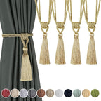 Fenghuangwu Curtain Tiebacks Tassel Tie-Backs, Rope Curtain tie Backs Handmade Curtain Holdbacks Made from Polyester (Gold, 4p)