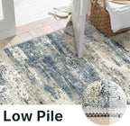 Runner Rug for Hallway Kitchen, 2'6"x6' Machine Washable Runners Rug for Entryway, Soft Modern Abstract Throw Rugs, Low Pile Floor Cover with Non Slip Backing, Navy Beige