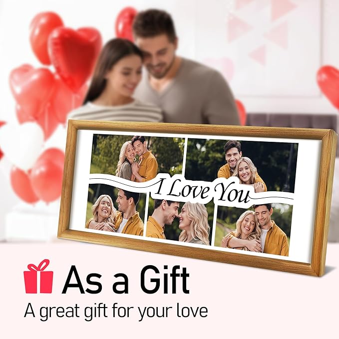 Gifts for Him/Her - Personalized Photo Frame with Love Design, Wall Mount or Tabletop Display, Romantic Gifts for Boyfriend Girlfriend Anniversary Birthday Valentine's