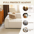 MYSKY HOME Couch Covers for 3 Cushion Sofa Pet Friendly, Couch Cover for Dogs, Sofa Covers for Pets Washable, Soft Non-Slip Sofa Slipcovers Furniture Protector Covers, Cream, 27.6" x 70.9"