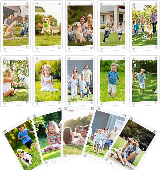 15 Pack Magnetic Acrylic Picture Frame for Fridge, 2.36x3.54 Inch Polaroid Frame, Double Sided Refrigerator Magnet Picture Frame for Fujifilm Instax Mini, Clear Picture Display Frame