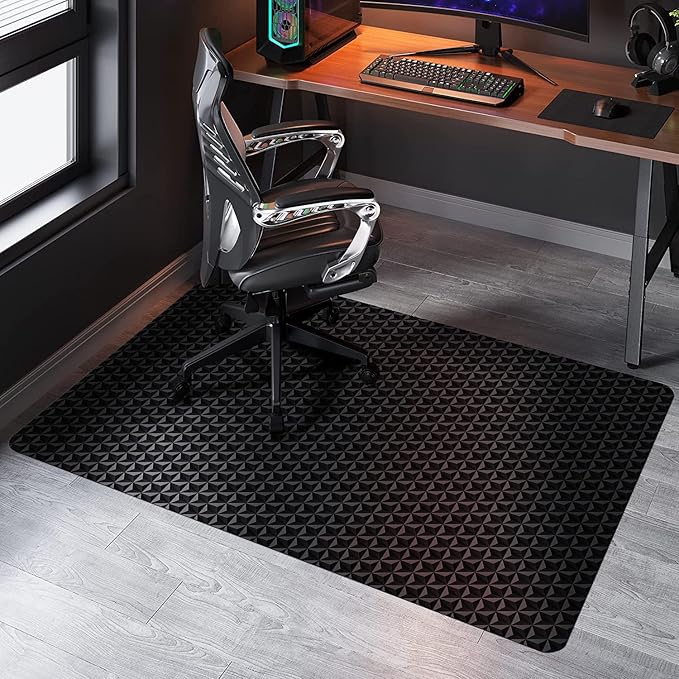 SALLOUS Chair Mat for Hard Floor, 60" x 36" Gaming Chair Mat for Hard Surface, Rolling Chair Floor Mat for Home Office - Not for Carpet (Black)