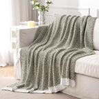 MIULEE Super Soft Throw Blanket for Couch, Olive Green Cozy Fluffy Warm Blankets Lightweight Knit Throw Blankets for Sofa, Bed, Chair, Living Room, Camping, Picnic, 60 x 80 inch