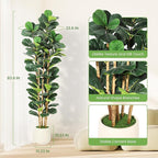 GarveeHome 7 ft Faux Fiddle Leaf Fig Tree with White Pot, Faux Trees with Artificial Plants 107 Fiddle Leaves Greenery - Lifelike Fake Tree for Home Office Store Room Decor Indoor Outdoor