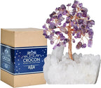 Amethyst Crystal Tree of Life with White Aura Base – Gemstone Tree for Shelf & Home Bedroom Decor – Crystals and Healing Stones, Cute Purple Birthday Gifts & Housewarming Gifts for Women Mom Sister