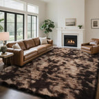 Fluffy Rug Shaggy Area Rug, Mottling Brown 8x10 Area Rugs for Living Room, Large Shag Area Rugs for Bedroom Kids Room Home Decor, Upgrade Anti-Skid Rectangular Fuzzy Rugs