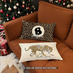 Coquette Pink Bow Leopard Print Lips Lucky 8 Ball Throw Pillow Covers 20x12, Cheetah Print Room Decor, Funky Y2K Leopard Decorative Pillow Covers for Girls Room Dorm Apartment Home，Set of 2