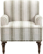 UIXE Stripe Accent Chair, Modern Upholstered Armchair in Fabric for Living Room, Nailhead Trim Club Arm Chair Comfy Single Sofa Bedroom Reading Seat with Wood Legs - Brown