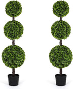 Bornbridge Artificial Jasper Topiary Ball Tree - 4' Jasper Ball Tree - Indoor/Outdoor Topiary Trees - Jasper Artificial Outdoor Plants (2 Pack)