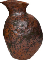 Rustic Pottery Ceramic Vase - Vintage Farmhouse Style Decor, White Grid Ceramic Vases for Home Decor, Modern Farmhouse Decor (Grey and green)