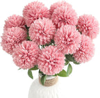 Floroom 12pcs Dusty Rose Faux Silk Mums Artificial Flowers Bulk Fake Chrysanthemums with Stems for DIY Wedding Table Centerpieces Floral Arrangements Vase Fillers Home Decorations