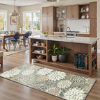 Area Rug 2x6 Brown White Washable Entry Rug Multicolored Tropical Botanical Modern Floral Indoor Kitchen Door Mat Entrance Carpet Non Slip for Bedroom Living Room, Porch