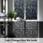 Volcanics Total-Blackout-Window-Privacy-Film, Rainbow Room Darkening Black Window Cover, Static Cling 100% Light Blocking 35.4 x 78.7 Inches