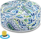 1 Pack Outdoor Inflatable Ottoman Waterproof Inflatable Pouf Foot Rest with Handle D21 x H9 Portable Outdoor Foot Rest for Patio Garden Camping or Home