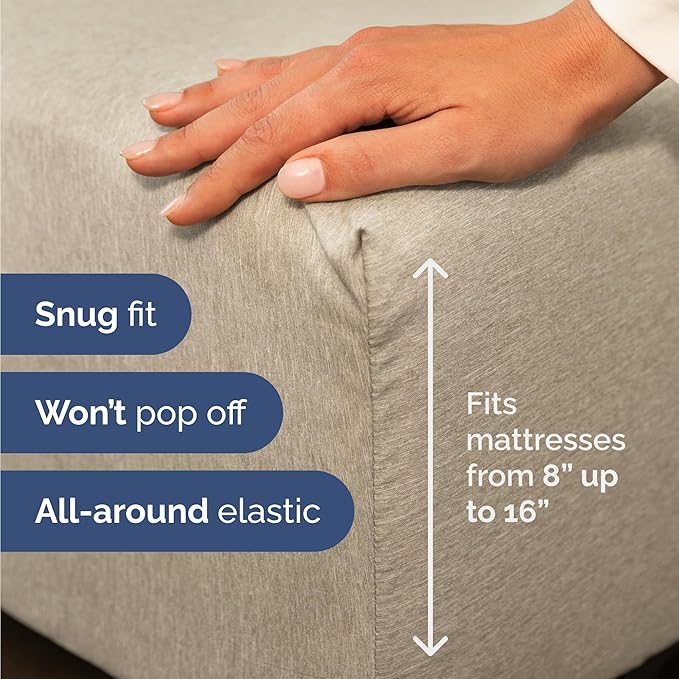 Twin Sheets Set 4 Piece - Includes 2 Pillowcases - Bed Sheets Twin Size - Soft Hotel Luxury Bedding - Cooling, Comfy & Breathable - 1 Flat & 1 Fitted & 2 Pillowcases w/ Deep Pockets - Heathered Beige