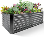 Land Guard 8×4×2 ft Galvanized Raised Garden Bed Kit, Galvanized Planter Raised Garden Boxes Outdoor, Large Metal Raised Garden Beds for Vegetables(Grey)…