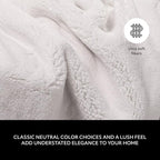 Mon Chateau Luxury Ultimate Plush Faux Fur Throw with 6cm Foldover for Couch, Sofa, or Bed - Plush Ultra Soft Blanket for Sleeping or Home Décor, 60" x 70" (Foldover Ivory)