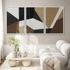 SIGNWIN Framed Canvas Print Wall Art Bold Geometric Shapes Modern Black, White, and Brown Abstract Photography Modern Art Minimalist Black and White for Living Room, Bedroom, Office - 16"x24"x3 White