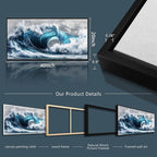 PHAOHUAXM Blue Wave lPaintings Wall Art For Living Room Wall Decor For Bedroom Ocean Inspiration Wall Pictures Office Decor Posters Modern Printing Canvas Artwork Home Decor Black Framed 20x40 In