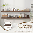 55 Inch Floating Shelves, 55"x9.25"x1.5" Inch Deep Floating Shelves for Wall, Wooden Shelves for Bathroom, Bedroom, Living Room, Walnut