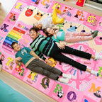 Kids Rugs for Playroom Bedroom Classroom Nursery, Non-Slip and Washable Rugs for Children Toddlers Girls, Educational and Fun Rug Carpets with ABC Alphabet Animals Shapes, 5x7, Pink