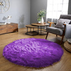 Latepis Round Area Rugs 6ft Washable Fur Rugs for Bedroom Purple Faux Sheepskin Rug Fluffy Shag Rug for Living Room Soft Shaggy Rug Dorm Room Decor