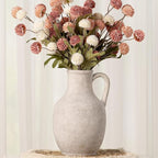 Ceramic Flower Vase Home Decor - 10 Inch Large White Rustic Table Flowers Vases Living Room Bedroom Plant Decorations Farmhouse Vintage for Kitchen Shelf Office Coffee Dining Desk House Women