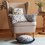 patdrea Designer Floral Linen Throw Pillow Covers,Blue French Cottage Flower Pattern Decorative Pillowcases Cushion for Bed Living Room Outdoor Car,Pack of 4